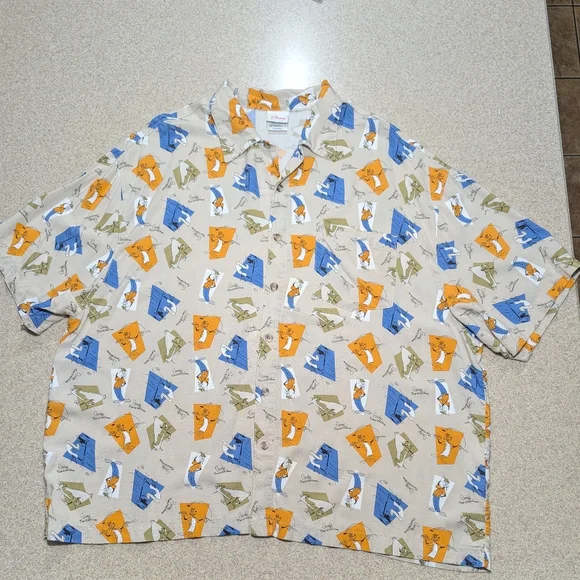 Vintage Disney Store Rayon Goofy Man Of The House Hawaiian Button Front Shirt XL - Picture 8 of 8